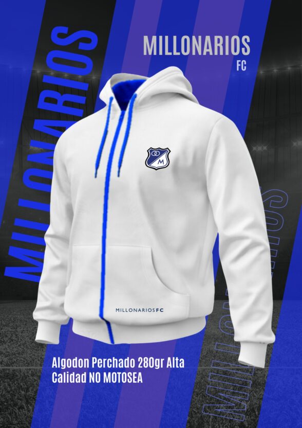 Buzo Cremallera Millonarios Personalizado  Algodón Estampado